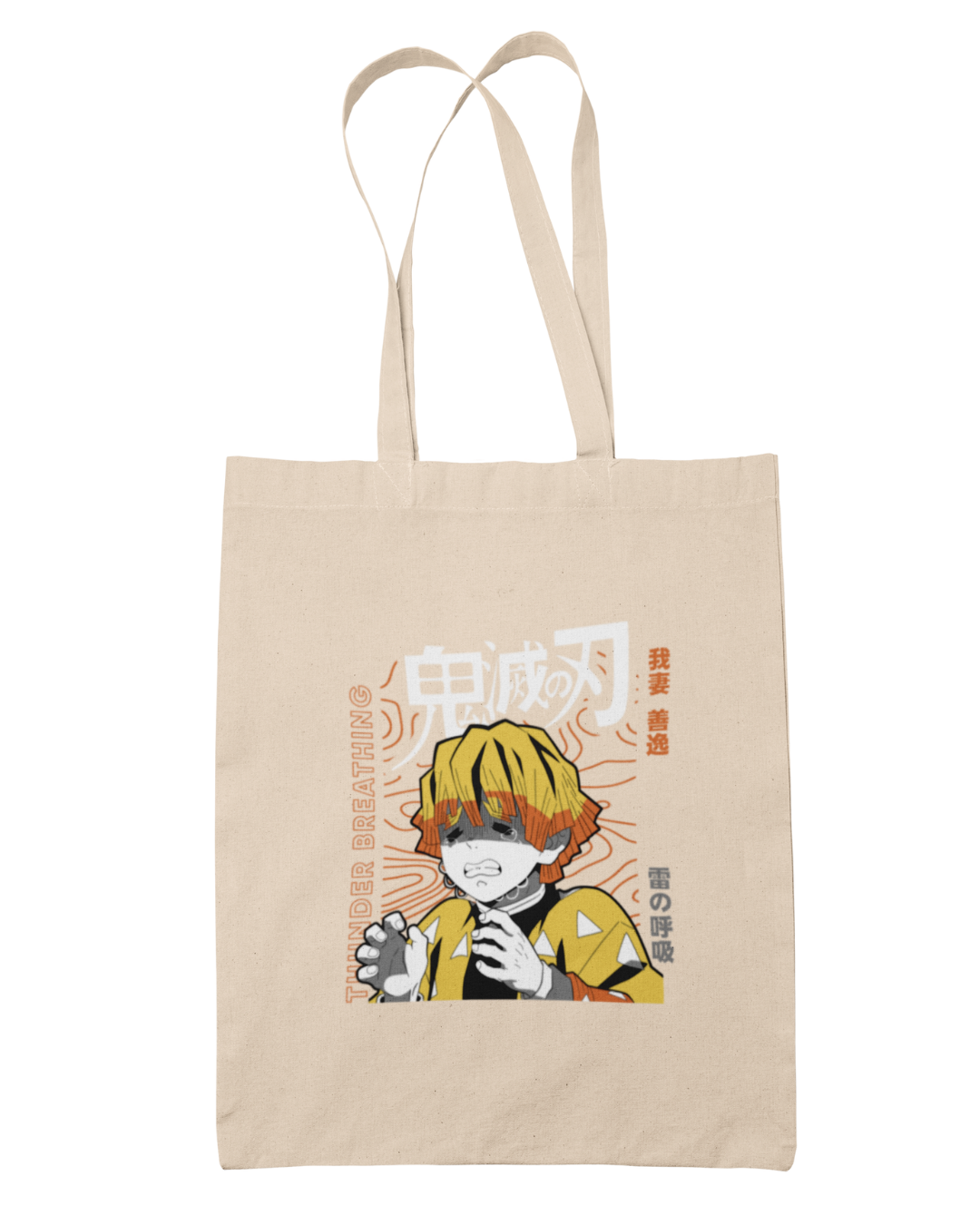 Zenitsu Patterns & Writing Tote Bag - Demon Slayer