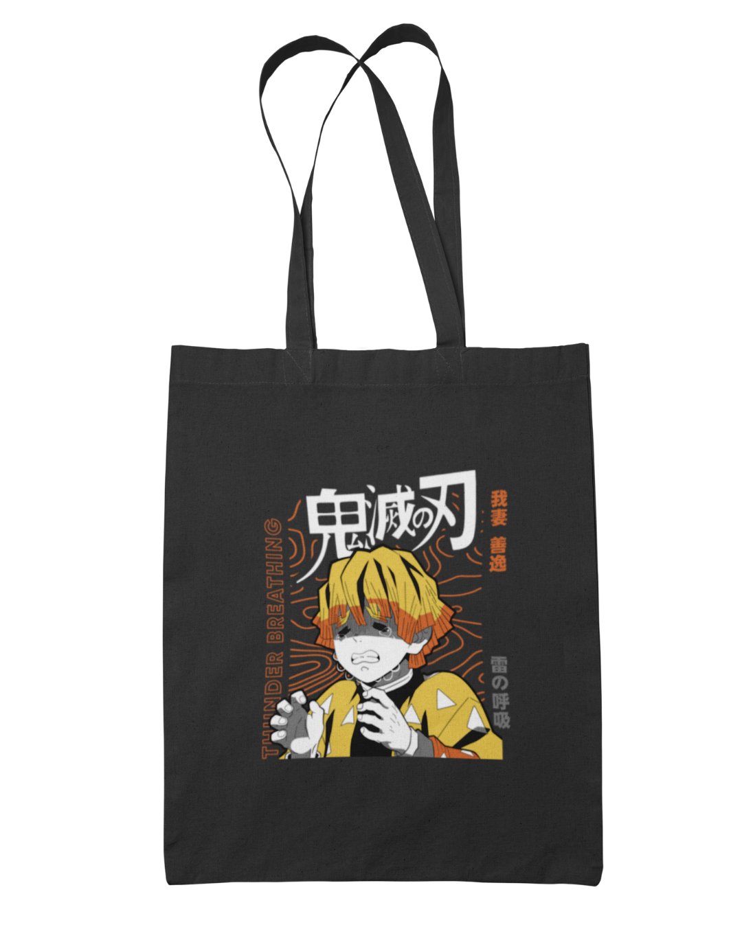 Zenitsu Patterns & Writing Tote Bag - Demon Slayer
