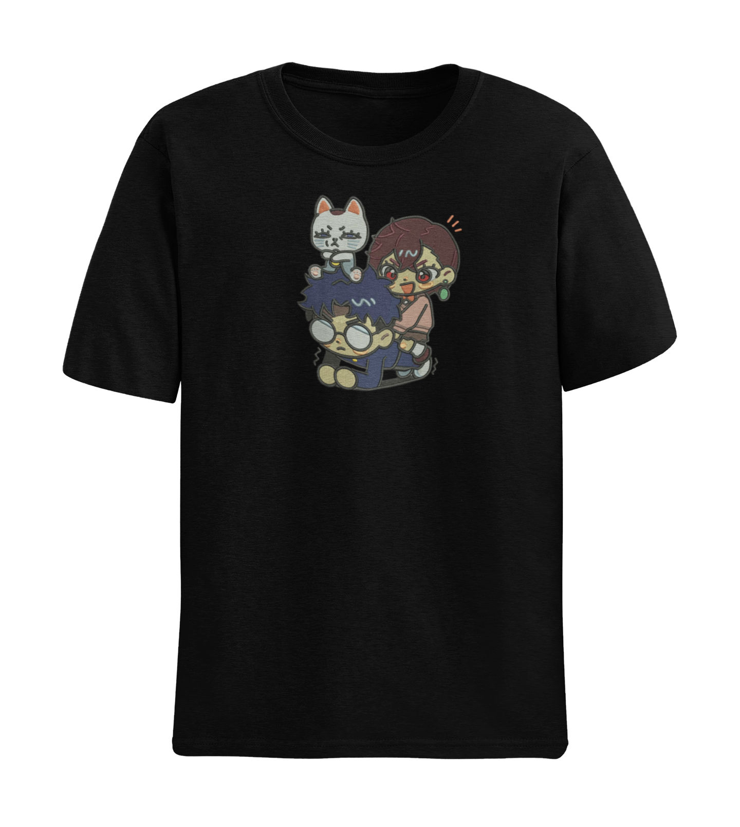 Okarun, Momo and Turbo Granny Cat Chibi Tricou - Dandadan